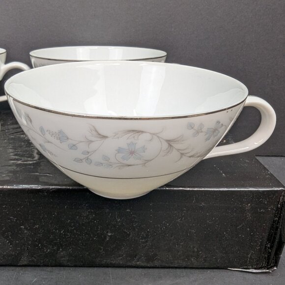 Fine China Japan Fairlawn Pattern 8603 Porcelain Flat 4 Oz Teacup Set of 4 - Picture 5 of 10